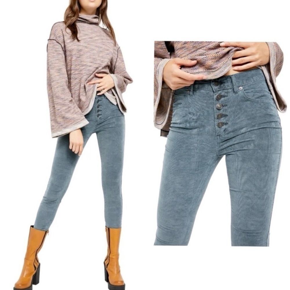 Free People • Sun Chaser High Waist Crop Skinny Corduroy Pants